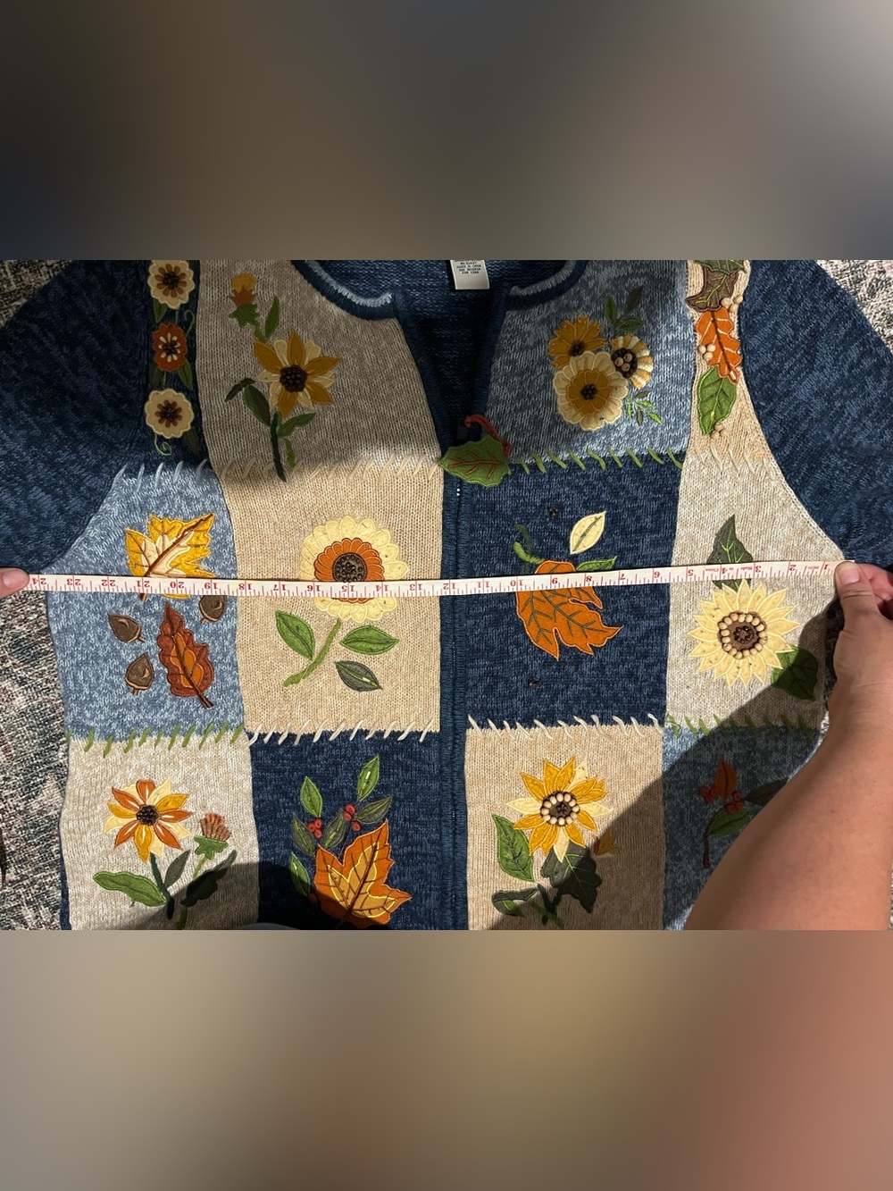 Vintage Women’s Autumn Floral Patchwork Sweater - Multicolor - Picture 10 of 11